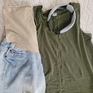 Indigo blue premium denim maternity jean shorts